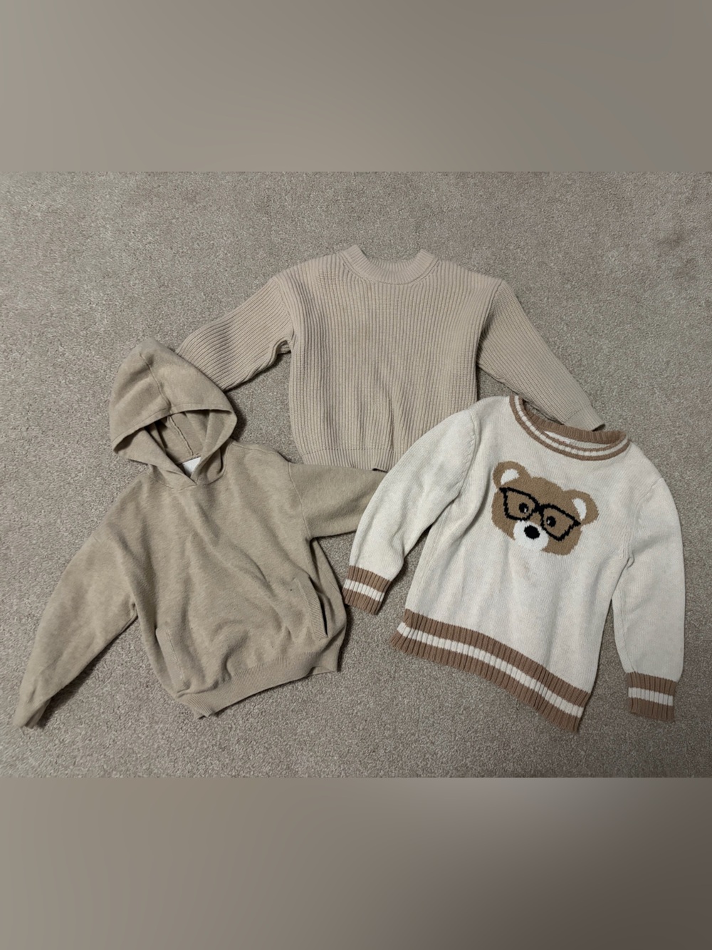 Zara Neutral Beige & Cream Kids Sweater Trio